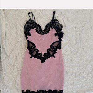 Alexander Wang Pink and Black Lace Dress